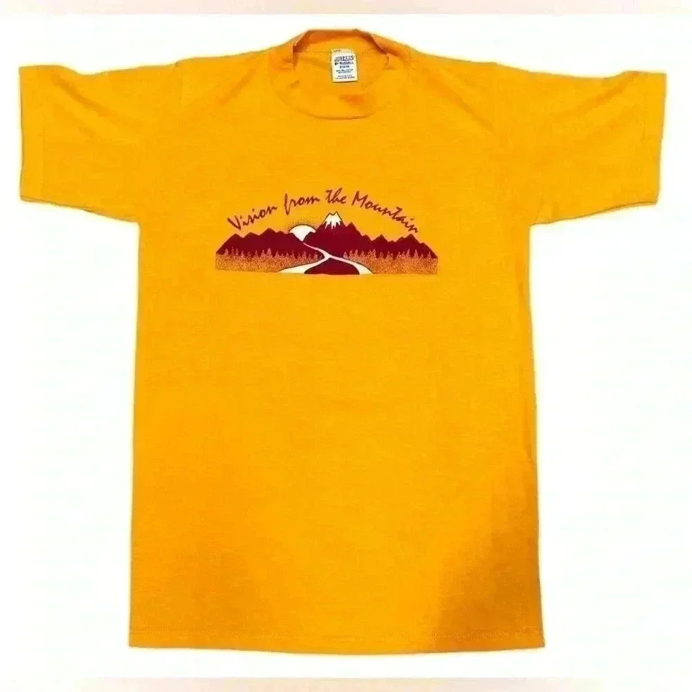 NEW | Vintage 80s Jerzee‎ by Russell Single Stitch T-Shirt | Mustard | Size S